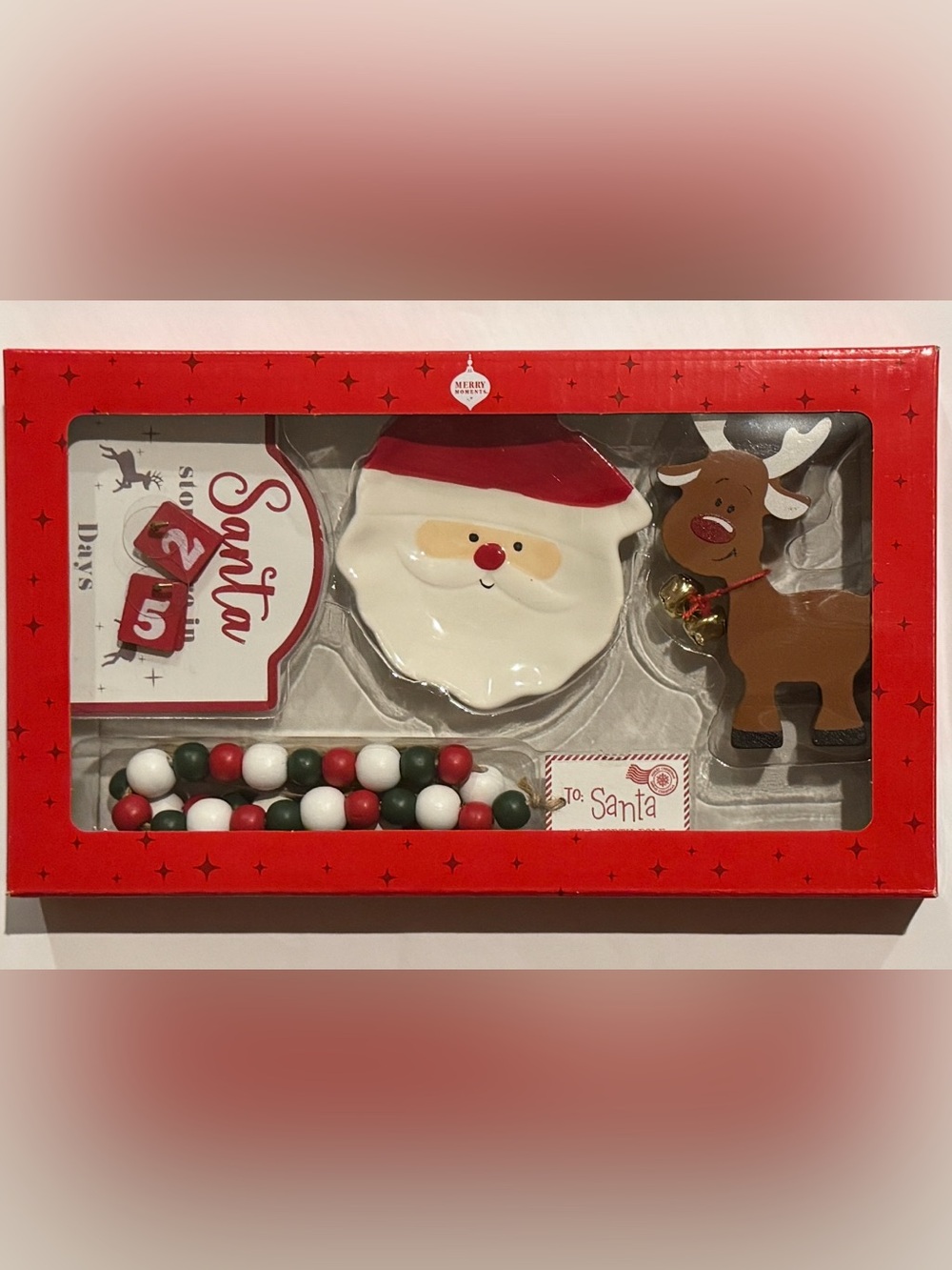 Merry Moments Aldi Holiday Tray Objects Santa Countdown Christmas Decor NEW